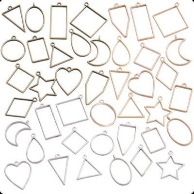 Metal accessory pendant – geometric shapes – 10 pieces – تعليقة اكسسوار معدنية- اشكال هندسية – 10 قطع