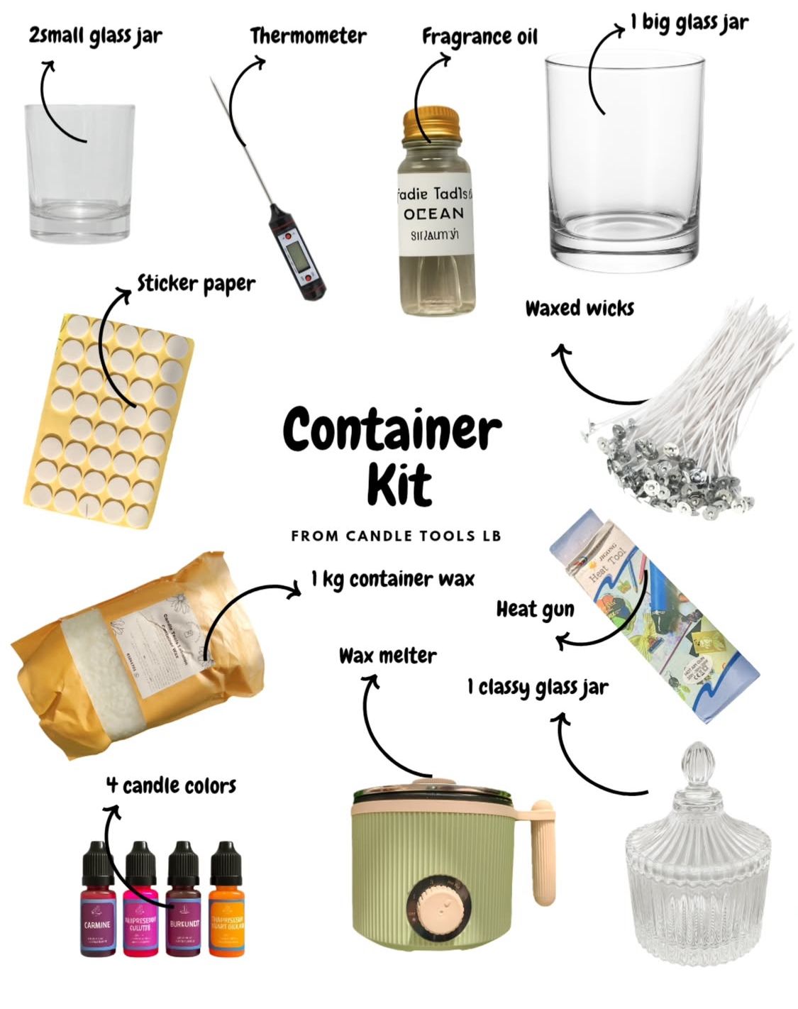 Container Kit مجموعة عمل شمع الأوعية