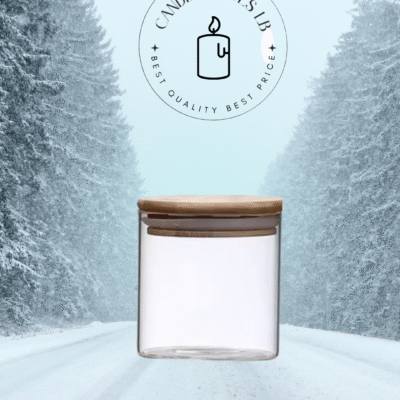 glass jar with bambo lid 8.5×8 350ml