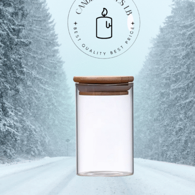 glass jar with bambo lid 8X6 CM