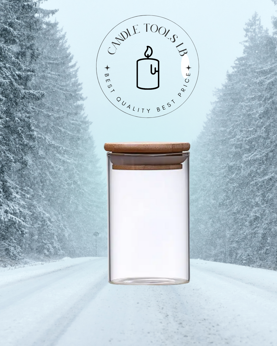 glass jar with bambo lid 8X6 CM