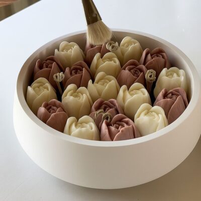 Round Floral Candle Bowl Silicone Mold