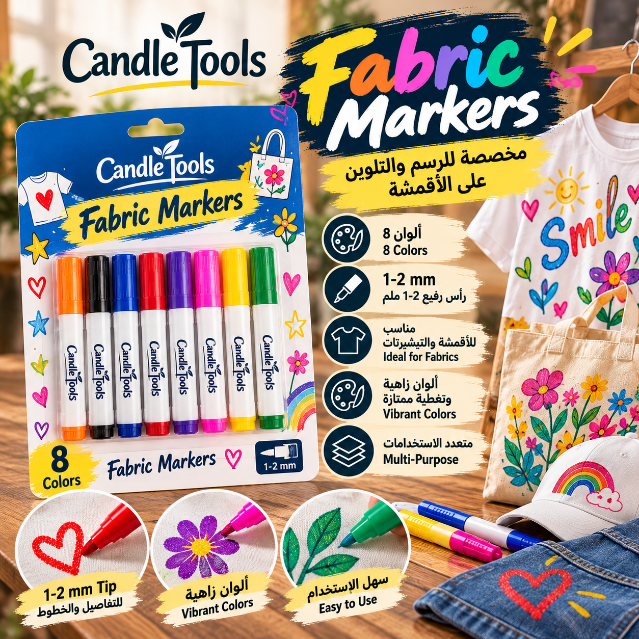 Fabric Markers – 8 Colors | Candle Tools Lebanon